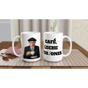 Taza 450ml "CafΓ©, leche y cojones"