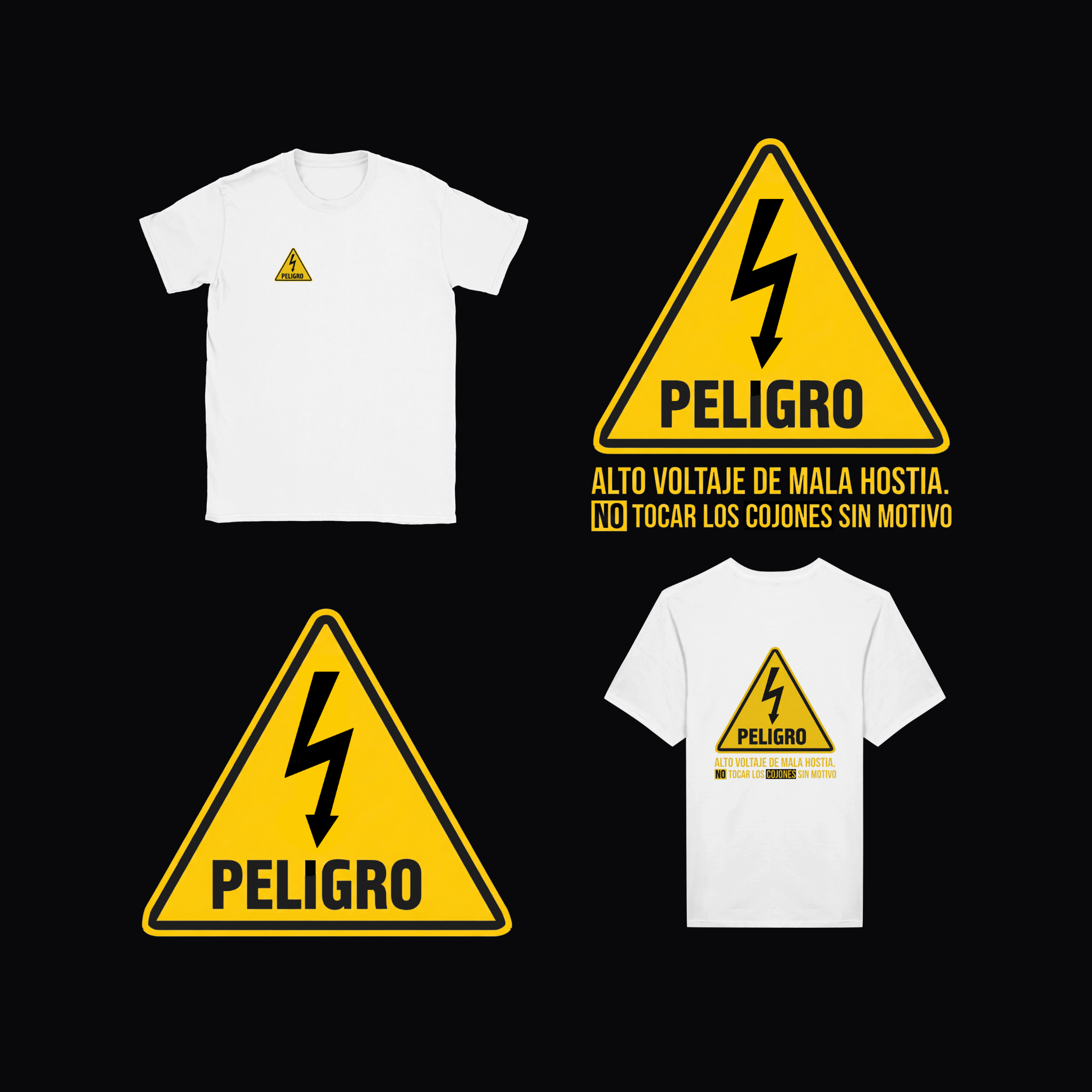 Camiseta "Peligro: Alto Voltaje de Mala Hostia" — vista principal