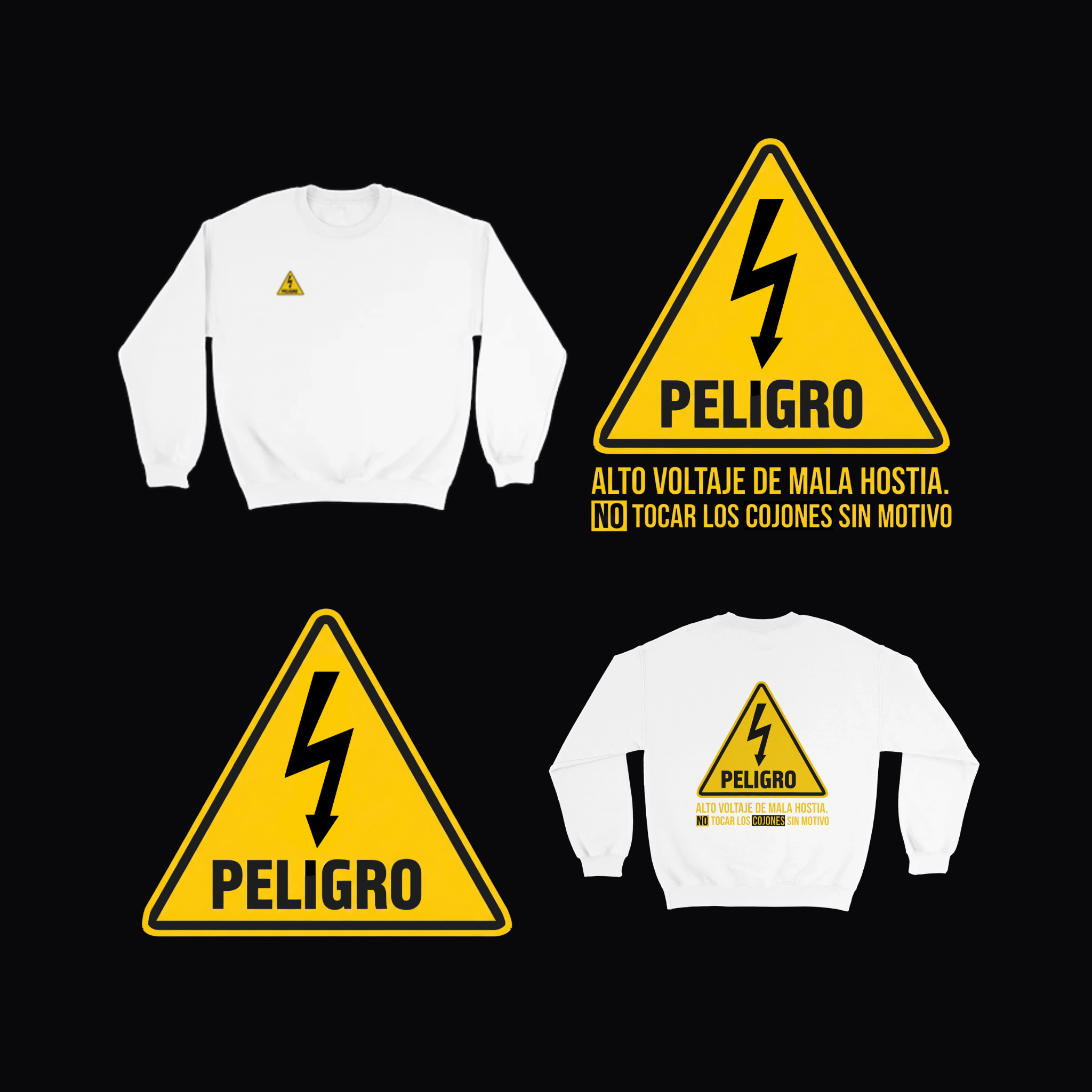 Sudadera Clásica Peligro Alto Voltaje de Mala Hostia
